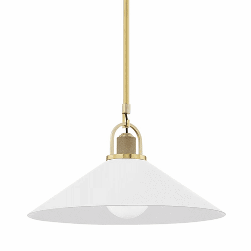 Hudson Valley Syosset 1-LT Large Pendant - Aged Brass/White - 2620-AGB/WH