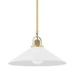 Hudson Valley Syosset 1-LT Large Pendant - Aged Brass/White - 2620-AGB/WH Hudson Valley Syosset 1-LT Large Pendant - Aged Brass/White - 2620-AGB/WH