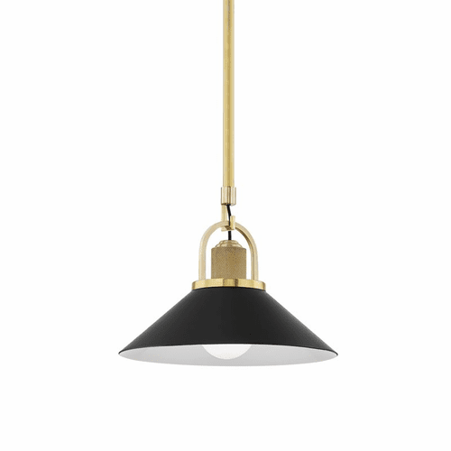 Hudson Valley Syosset 1-LT Small Pendant - Aged Brass& Black - 2613-AGB/BK