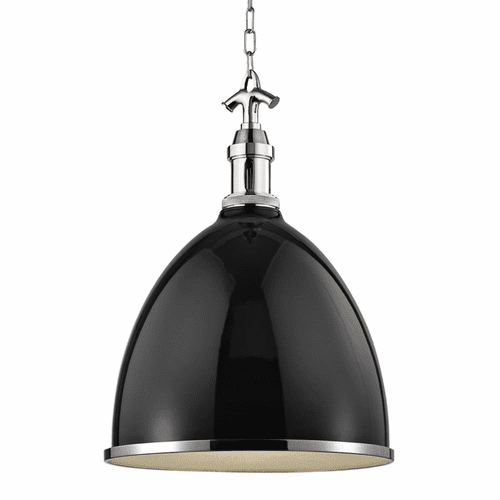 Hudson Valley Viceroy 1-LT Large Pendant - Black/Polished Nickel - 7718-BPN