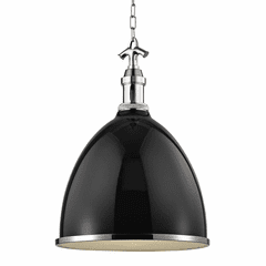 Hudson Valley Viceroy 1-LT Large Pendant - Black/Polished Nickel - 7718-BPN