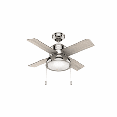 Hunter 36" Loki LED Ceiling Fan with Two Additional LED Bulbs - Polished Nickel - 59386-2B Hunter 36" Loki LED Ceiling Fan with Two Additional LED Bulbs - Polished Nickel - 59386-2B