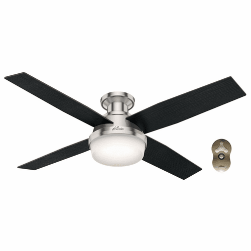 Hunter 52" Hunter Low Profile Ceiling Fan Dempsey w/Remote Control-Brush. Nickel - 59241BNBN