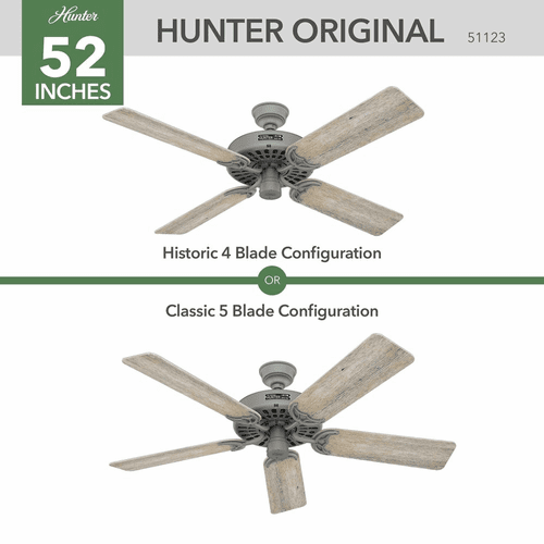 Hunter 52" Outdoor Ceiling Fan Blades - Matte Silver - 51123