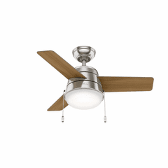 Hunter Aker 36" Ceiling Fan w/LED Light - Brushed Nickel - 59303 Hunter Aker 36" Ceiling Fan w/LED Light - Brushed Nickel - 59303