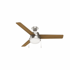 Hunter Aker 52" Ceiling Fan w/LED Light - Brushed Nickel - 50380
