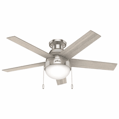 Hunter Anslee 46" Low Profile Ceiling Fan w/LED Light - Brushed Nickel - 50278 Hunter Anslee 46" Low Profile Ceiling Fan w/LED Light - Brushed Nickel - 50278
