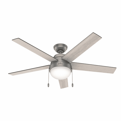 Hunter Anslee 52" Ceiling Fan w/LED Light - Matte Silver - 50230