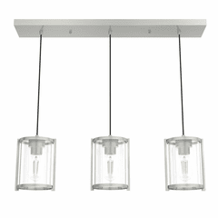 Hunter Astwood 3 Light Cluster Linear Pendant - Brushed Nickel - 19138