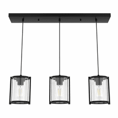 Hunter Astwood 3 Light Cluster Linear Pendant - Matte Black - 19137