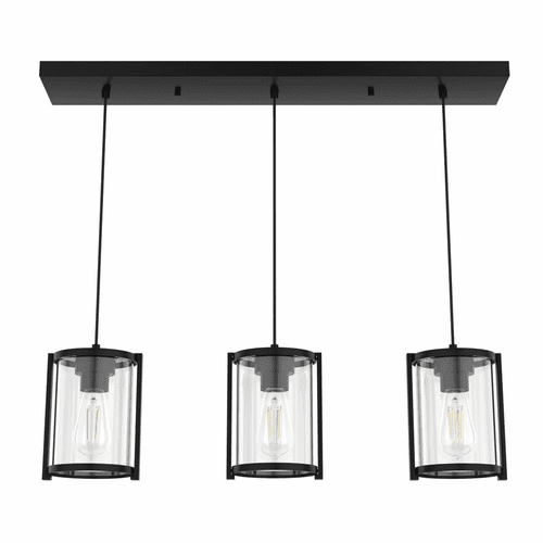 Hunter Astwood 3 Light Cluster Linear Pendant - Matte Black - 19137
