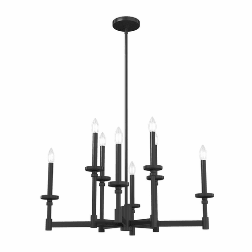 Hunter Briargrove 8 Light Chandelier - Matte Black - 19054
