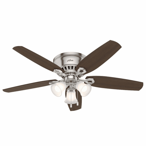 Hunter Builder 52" Low Profile Ceiling Fan w/LED Light - Brushed Nickel - 53328