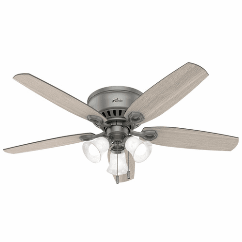 Hunter Builder 52" Low Profile Ceiling Fan w/LED Light - Matte Silver - 51113