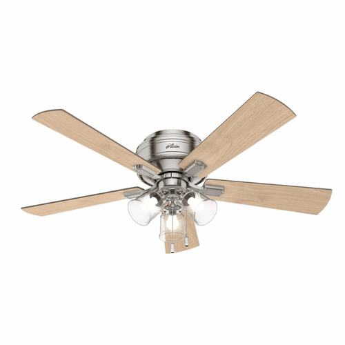 Hunter Crestfield 52" Low Profile Ceiling Fan w/LED Light - Brushed Nickel - 54209