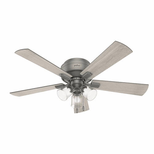Hunter Crestfield 52" Low Profile Ceiling Fan w/LED Light - Matte Silver - 51020