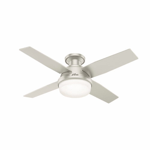 Hunter Dempsey 44" Outdoor Low Profile Ceiling Fan w/LED Light - Nickel - 50398