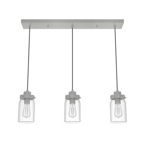 Hunter Devon Park 3 Light Cluster Linear Pendant - Brushed Nickel - 19156