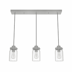 Hunter Devon Park 3 Light Cluster Linear Pendant - Brushed Nickel - 19156