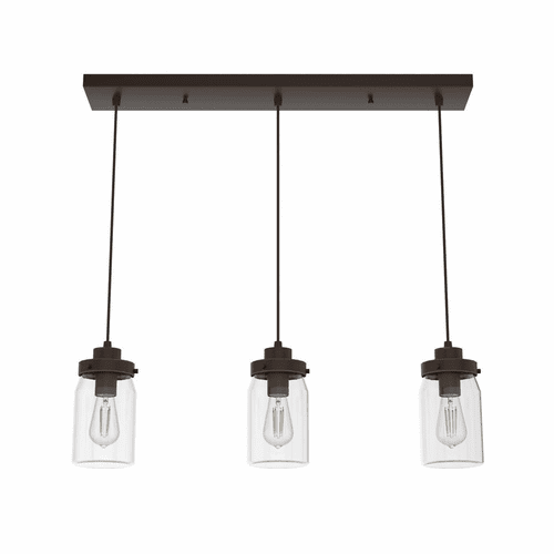 Hunter Devon Park 3 Light Cluster Linear Pendant - Onyx Bengal - 19155