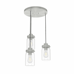 Hunter Devon Park 3 Light Cluster Round Pendant - Brushed Nickel - 19158