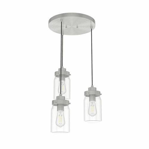 Hunter Devon Park 3 Light Cluster Round Pendant - Brushed Nickel - 19158