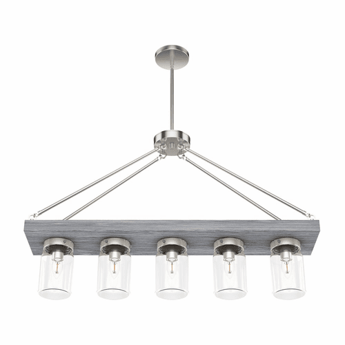 Hunter Devon Park 5 Light Linear Chandelier - Brushed Nickel - 19007