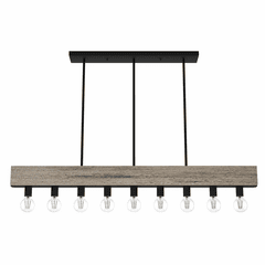 Hunter Donelson 9 Light Linear Chandelier - Rustic Iron - 19060