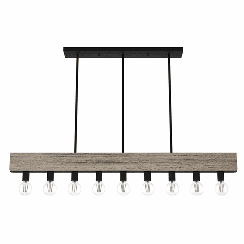 Hunter Donelson 9 Light Linear Chandelier - Rustic Iron - 19060