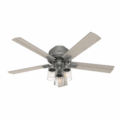 Hunter Hartland 52" Low Profile Ceiling Fan w/LED Light - Matte Silver - 50656