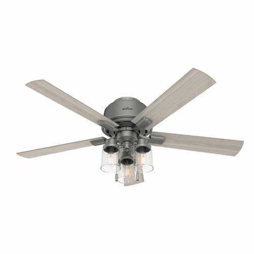 Hunter Hartland 52" Low Profile Ceiling Fan w/LED Light - Matte Silver - 50656