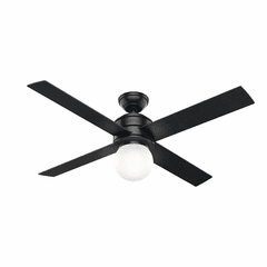 Hunter Hepburn 52" Ceiling Fan w/LED Light - Matte Black - 59321 Hunter Hepburn 52" Ceiling Fan w/LED Light - Matte Black - 59321