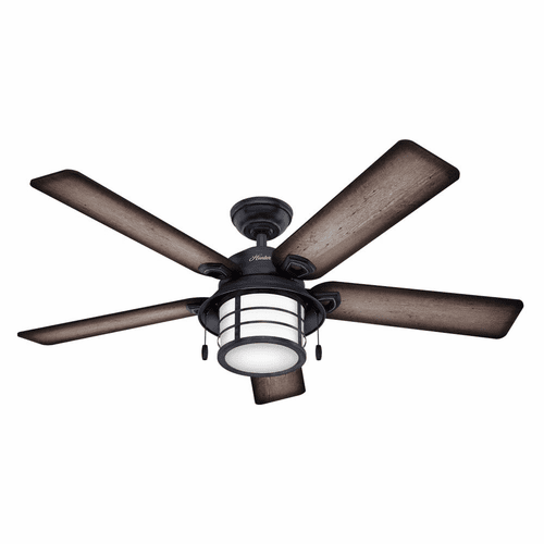 Hunter Key 54" Outdoor Ceiling Fan w/LED Light - Weathered Zinc - 59135