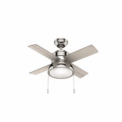 Hunter Loki 36" Ceiling Fan w/LED Light - Polished Nickel - 59386