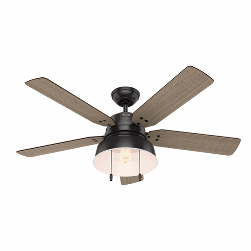 Hunter Mill 52" Outdoor Ceiling Fan w/LED Light - Matte Black - 59307
