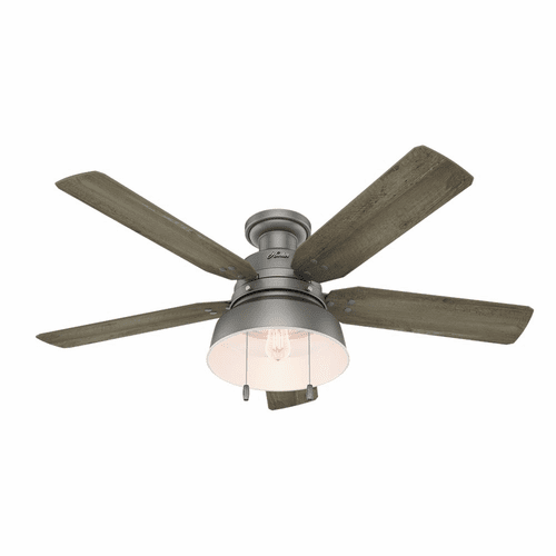 Hunter Mill 52" Outdoor Low Profile Ceiling Fan w/LED Light - Matte Silver - 59311