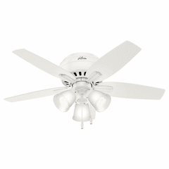 Hunter Newsome 42" Low Profile Ceiling Fan w/LED Light - Fresh White - 51077