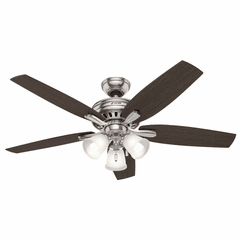 Hunter Newsome 52" Ceiling Fan w/LED Light - Brushed Nickel - 53318
