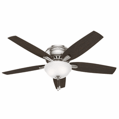 Hunter Newsome 52" Low Profile Ceiling Fan w/LED Light - Brushed Nickel - 53315