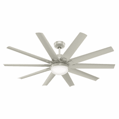 Hunter Overton 60" Outdoor Ceiling Fan w/LED Light - Matte Nickel - 50719