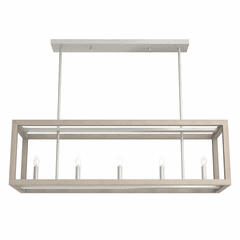 Hunter Squire Manor 5 Light Linear Chandelier - Brushed Nickel - 19091