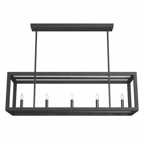 Hunter Squire Manor 5 Light Linear Chandelier - Matte Black - 19090