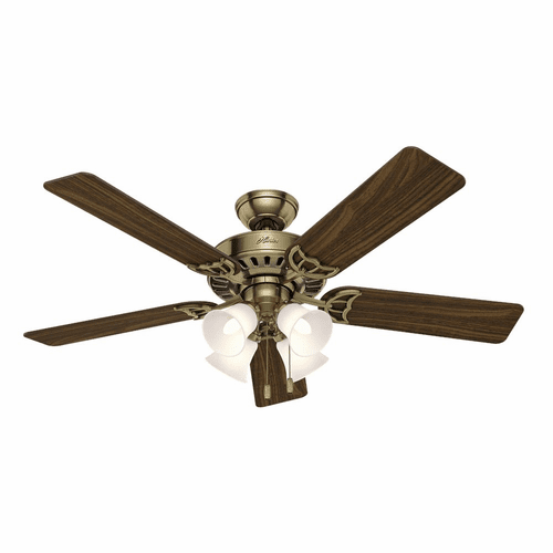 Hunter Studio Series 52" Ceiling Fan w/LED Light - Antique Brass - 53063