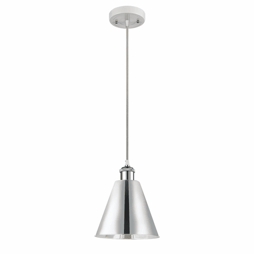 Innovations Ballston Cone 1-LT Mini Pendant - White and Polished Chrome - 516-1P-WPC-MBC-8-PC-LED