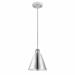 Innovations Ballston Cone 1-LT Mini Pendant - White and Polished Chrome - 516-1P-WPC-MBC-8-PC-LED