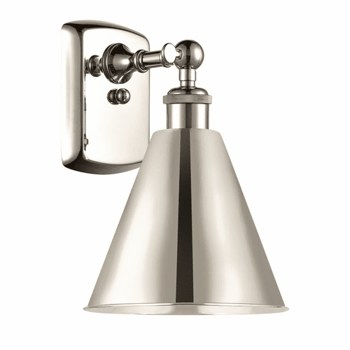 Innovations Ballston Cone 1-LT Sconce - Polished Nickel - 516-1W-PN-MBC-8-PN-LED