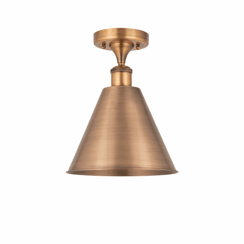 Innovations Ballston Cone 1-LT Semi-Flush Mount - Antique Copper - 516-1C-AC-MBC-12-AC