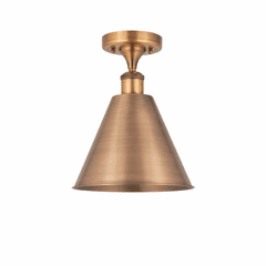 Innovations Ballston Cone 1-LT Semi-Flush Mount - Antique Copper - 516-1C-AC-MBC-12-AC-LED