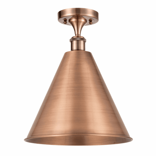 Innovations Ballston Cone 1-LT Semi-Flush Mount - Antique Copper - 516-1C-AC-MBC-16-AC