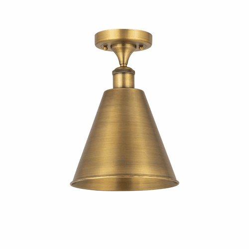 Innovations Ballston Cone 1-LT Semi-Flush Mount - Brushed Brass - 516-1C-BB-MBC-8-BB-LED